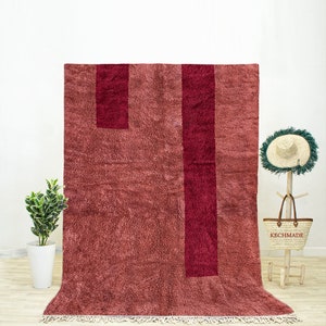Handmade Moroccan Red Wool Rug, Abstract Berber Shag Rug (8x10) Bild 1
