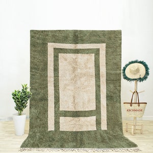 Moroccan Green Rug, 8x10 Berber Rug, Abstract Area Rug, Handmade Wool Rug 8x10, Moroccan Shag Rug, Rug for Dining Room 9x12