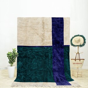Green Moroccan Rug, Abstract Rug 9x12, Green Rug for Living Room, Beni Ourain Rug, Berber Rug Green, Rug for Living Room Minimalistic