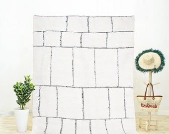 Handmade White Moroccan Wool Rug, Textured Berber Rug