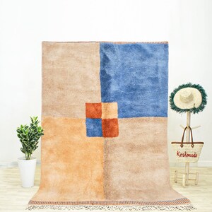 Contemporary Rug with an Authentic Colorful Moroccan Berber Rug Motif | Add a Pop of Color to Your Decor with this Colorful Abstract Rug