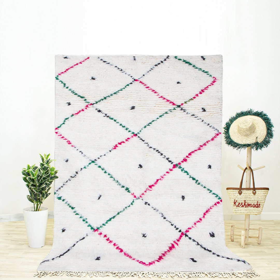 Black and White Moroccan Rug Black and White Diamond Rug Black and White Geometric Rug Black and