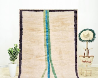 White Beni Ourain Wool Rug | Colorful Abstract Moroccan Design