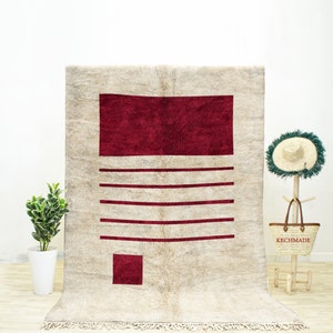 White Moroccan Rug, Handmade Beni Ourain Rug, Living Room Rug White, Berber Rug White, Moroccan Rug 8x10, Berber Wool Rug