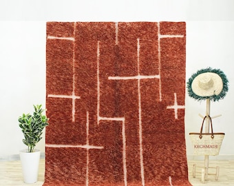 Handmade Red Moroccan Rug, Berber Wool 8x10 Area Rug