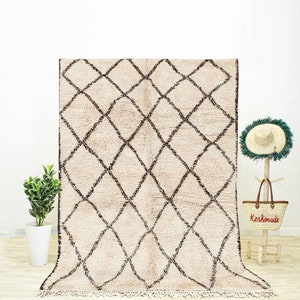 Geometric Rug, Moroccan Rug, off White Rug, Beni Ourain Rug, Area Rug, Shag Rug