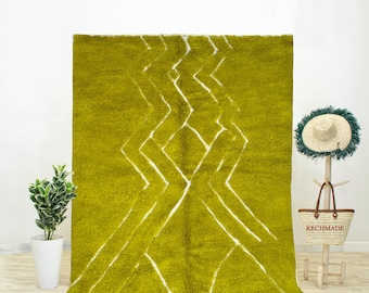Handmade Green Beni Ourain Rug 8x10, Berber Moroccan Rug