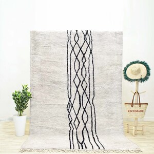 White Berber Rug - Moroccan Shag Rug - Geometric Rug - Beni Ourain Rug - Handmade Rug - Rug for Living Room