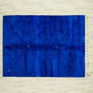Large Blue Moroccan Rug | Handwoven Wool Beni Ourain Rug image 2