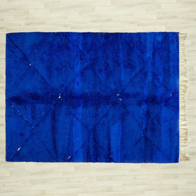 Large Blue Moroccan Rug | Handwoven Wool Beni Ourain Rug image 2