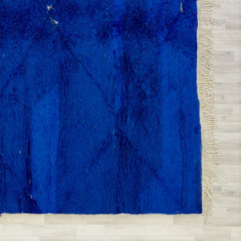 Large Blue Moroccan Rug | Handwoven Wool Beni Ourain Rug image 6