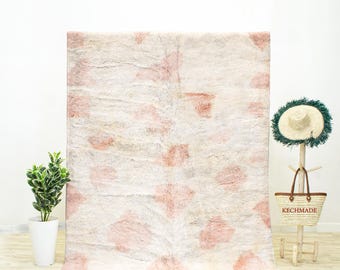 Handmade Soft Pink Beni Ourain Rug, 8x10 Moroccan Berber Rug