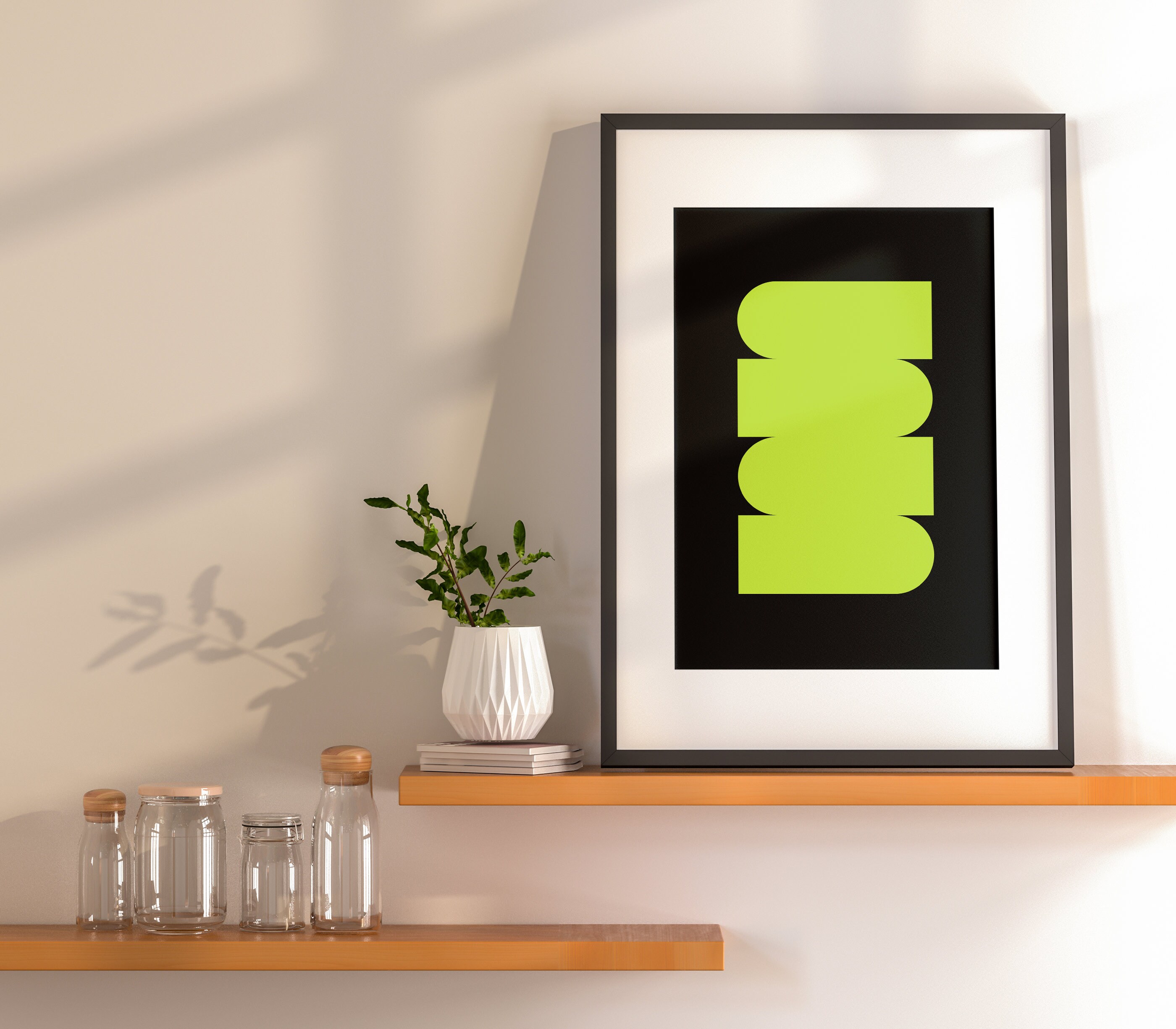 Black and Neon Green Modern Wall Art Modern Art Printable Etsy