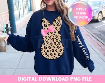 Leopard Easter Bunny PNG: Retro Coquette Bow Design (Digital Download)