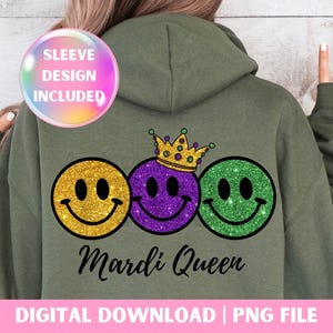 Mardi Queen PNG for sublimation design Glitter Mardi Gras shirt PNG for Print on Demand high resolution Gras PNG commercial license included