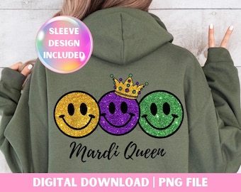 Mardi Queen Glitter PNG: Sublimation Design (Commercial License)