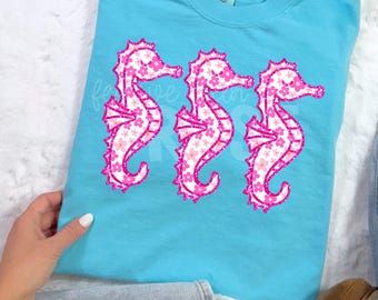 Preppy Summer Seahorse PNG Summer vibes PNG Retro Boho Girly Summer Flower Girls Trip Png Trendy Summer Png for tshirt sublimation