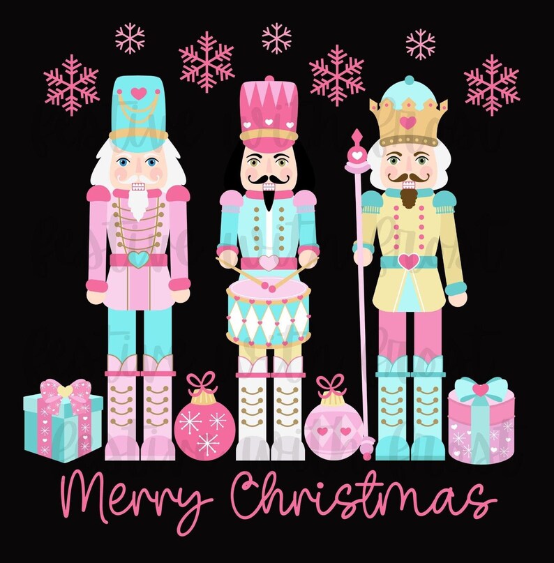Cascanueces rosa: Amigos PNG, descarga digital / Sublimación navideña / Uso comercial / Descarga instantánea PNG / Navidad rosa PNG imagen 4
