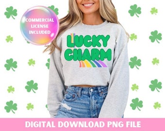St Patrick's Day Lucky Charm PNG: Shamrock Shirt Design (Digital Download)