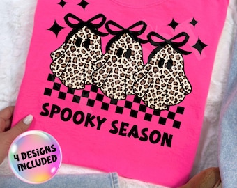 Leopardo Fantasma Halloween PNG: Design Retro de Temporada Assustadora (Download Digital)