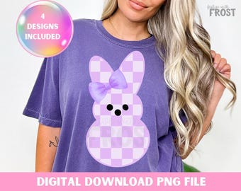 Purple Easter Bunny PNG: Groovy Retro Shirt Design (Digital Download)