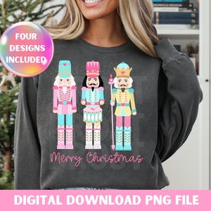Pink Nutcracker Friends PNG Pink Christmas PNG design for sublimation and print on demand High resolution commercial license included