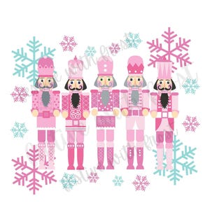 Cascanueces navideño rosa PNG: Diseño de sublimación de copo de nieve (Descarga digital)