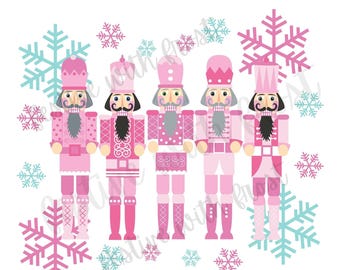 Pink Christmas Nutcracker PNG | Snowflake Holiday Sublimation Design