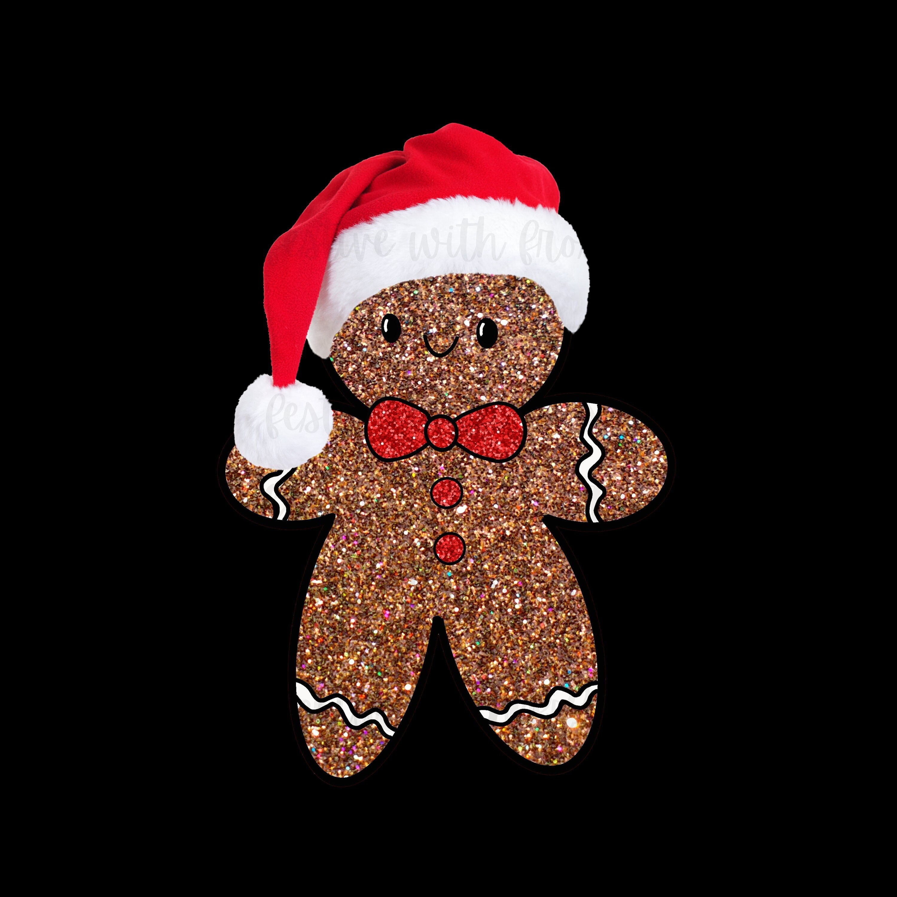 Glitter Gingerbread Man Png Sublimation Glitter Christmas Png Sparkly
