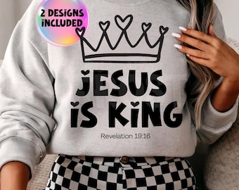 Jesus é Rei PNG: Design de Sublimação Cristã (Download Digital)