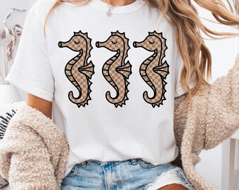 Cavalo-marinho de verão elegante PNG Vibrações de verão PNG Retro Boho Girly Summer Girls Trip PNG Olá Verão Png Verão moderno PNG para sublimação de camiseta