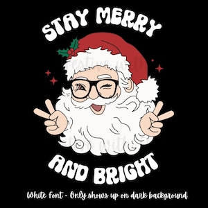 Merry Christmas Santa Peace Sign PNG: Sublimation Design