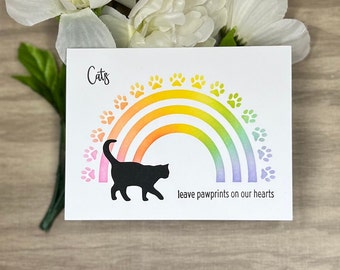 Handmade Card, Pet Sympathy, Rainbow Bridge, Cat