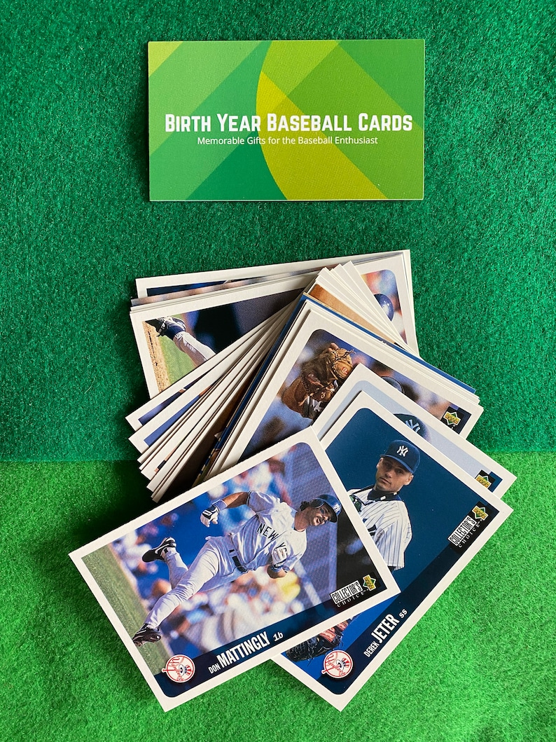 May include: A stack of baseball cards featuring players from the New York Yankees. The cards are from the 1996 Collector's Choice series. The cards feature Don Mattingly and Derek Jeter.