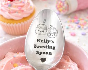 Personalized Frosting Spoon, Custom Baking Spoon Gift for Kids, Bakers and Dessert Lovers