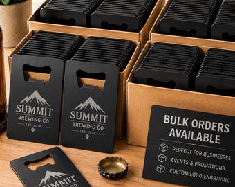 Custom Logo Credit Card Bottle Opener | Bulk Engraved Business Gift | Personalized Wallet Bottle Opener | Corporate Event Giveaway