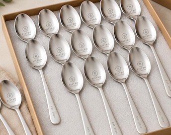 Custom Logo Engraved Spoons | Bulk Restaurant Spoons | Personalized Stainless Steel Spoon | luxury Restaurant Decor & Wedding Favor Gifts