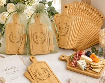 Personalized Mini Charcuterie Boards Bulk, Wedding Favors with Logo or Names, Custom Bamboo Cheese Boards, Wedding Planner Client Gifts