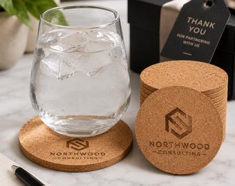 Custom Logo Cork Coasters | Bulk Engraved Coasters for Weddings, Corporate Gifts & Restaurants | Personalized Business Branding Coaster