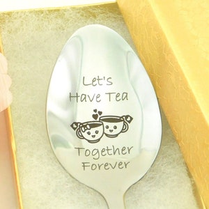 Personalized Tea Spoons, Let's have tea together forever, Engraved Tea Spoons, 7th Anniversary Gifts For Him For Her, Parent Wedding Gifts