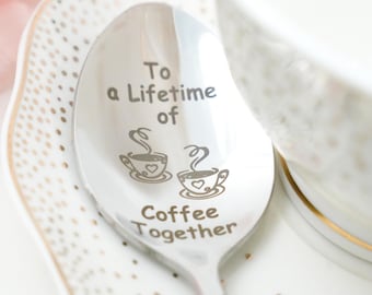 Colheres de café personalizadas para uma vida inteira de café juntos Presentes de 10º aniversário Presentes de aniversário de lata para esposa para marido Presentes de casamento