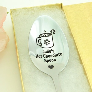 Personalized Hot Chocolate Spoons Engraved Spoon Christmas Hot Chocolate Gifts Hot Cocoa Spoon Custom Spoon Gift Stocking Stuffers For Kids