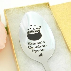 Personalized Spoon, Coffee Spoons, Witch Miniatures, Kids Halloween Gift, Cast Iron Witch Cauldron, Kitchen Witch Spoon, Mini Cauldron Spoon
