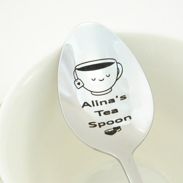 Personalized Tea Spoons, Christmas Gifts, Kawaii Cute Tea Spoon, Custom Engraved Name spoons, Special Birthday Gifts for long distance mom