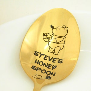 Personalized Honey Spoons, Name Spoons, Winnie the Pooh Spoons, Personalized Engraved Spoons, Teen Boy Gift, Honey Bee Décor, Honey Sticks