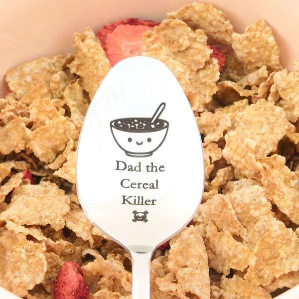 Personalized Cereal Spoons, Custom Name Spoon, Cute Cereal Spoon, Engraved Name spoon, Birthday Gift, Gift for Dad Mom, Cereal Killer Gifts