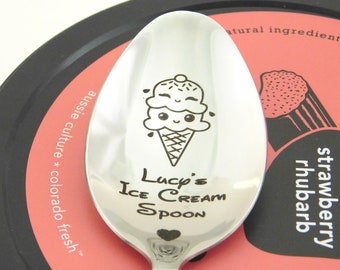 Cuchara de helado grabada personalizada: Cuchara de postre de acero inoxidable