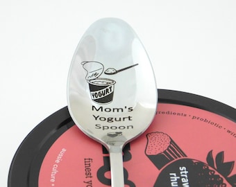 Personalized Yogurt Spoon • Engraved Name Spoon • Cute Foodie Gift • Stainless Steel Spoon with Yogurt Design