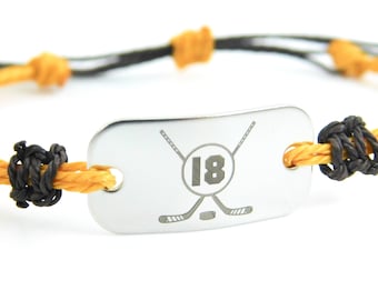 Personalized Hockey Bracelet: Engraved Stainless Steel Sports Jewelry