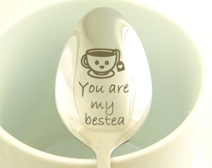 Personalized Silver Tea Spoon, You're My Bestea, Bday Sentimental Gift For Best Friend Female, Bestie Gift Long Distance, Bridal Shower Gift